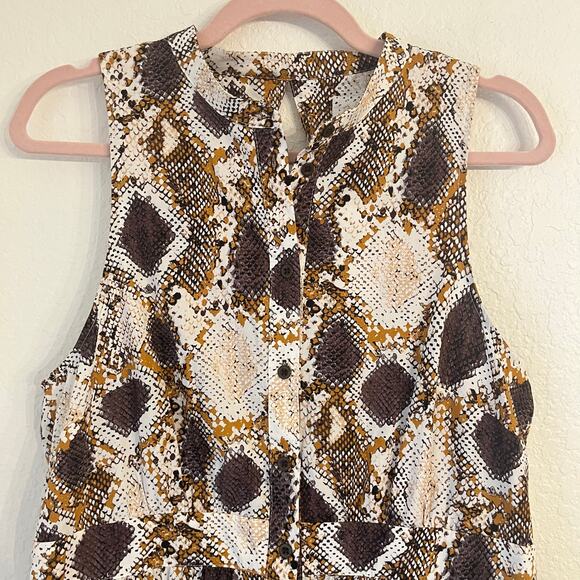NWT Anthropologie Maeve Snake Print Maxi Dress Size 12 Brown Tan Button Front - Picture 3 of 15